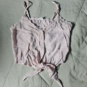 GARAGE Lace Tie Front Button Up Cami Pink XS